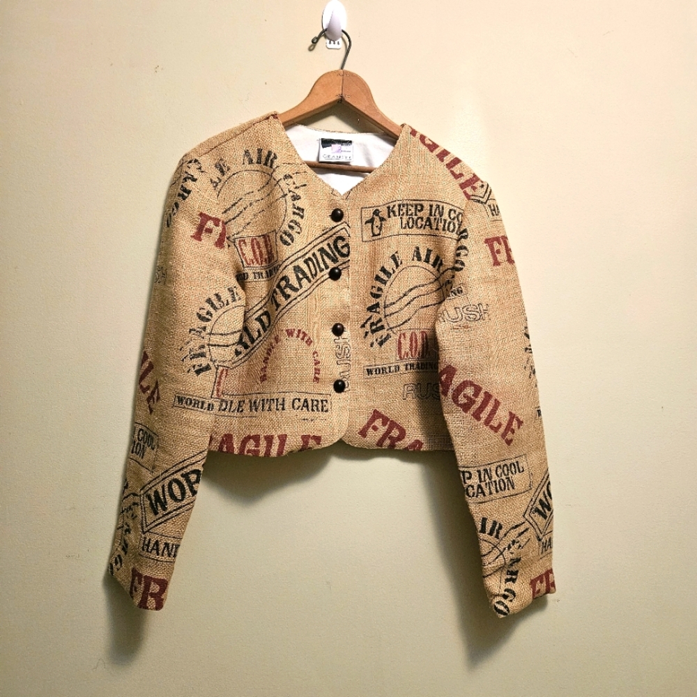 Vintage Granite Jacket Jute Bag Tan Burlap Rice Bag 1980’s Brand 100% Cotton